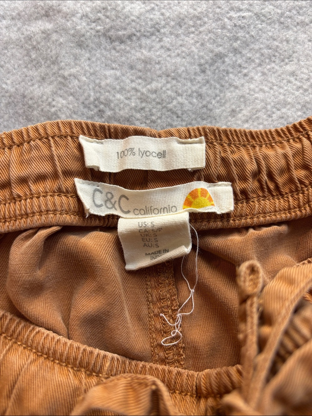 C&C California Casual Drawstring Lyocell Shorts in Rust-Tone - Picture 2 of 3